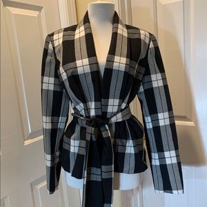 Chadwicks black and white plaid fitted blazer